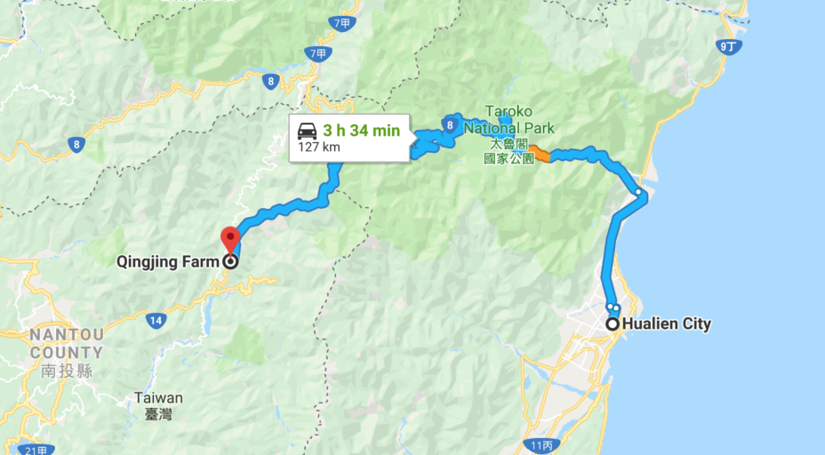 cingjing to hualien map