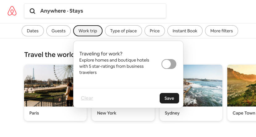 airbnb digital nomad travelling for work
